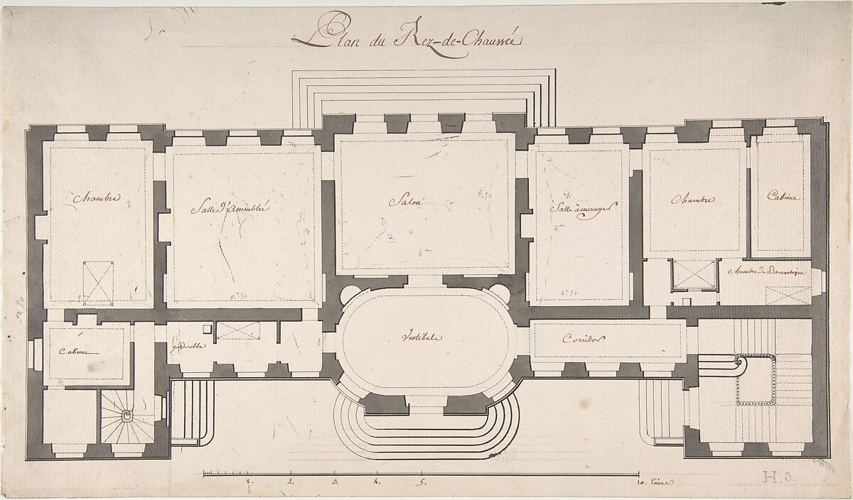 Ground Plan for a Palace, Degana, Pen and black ink, brush and gray wash over graphite 