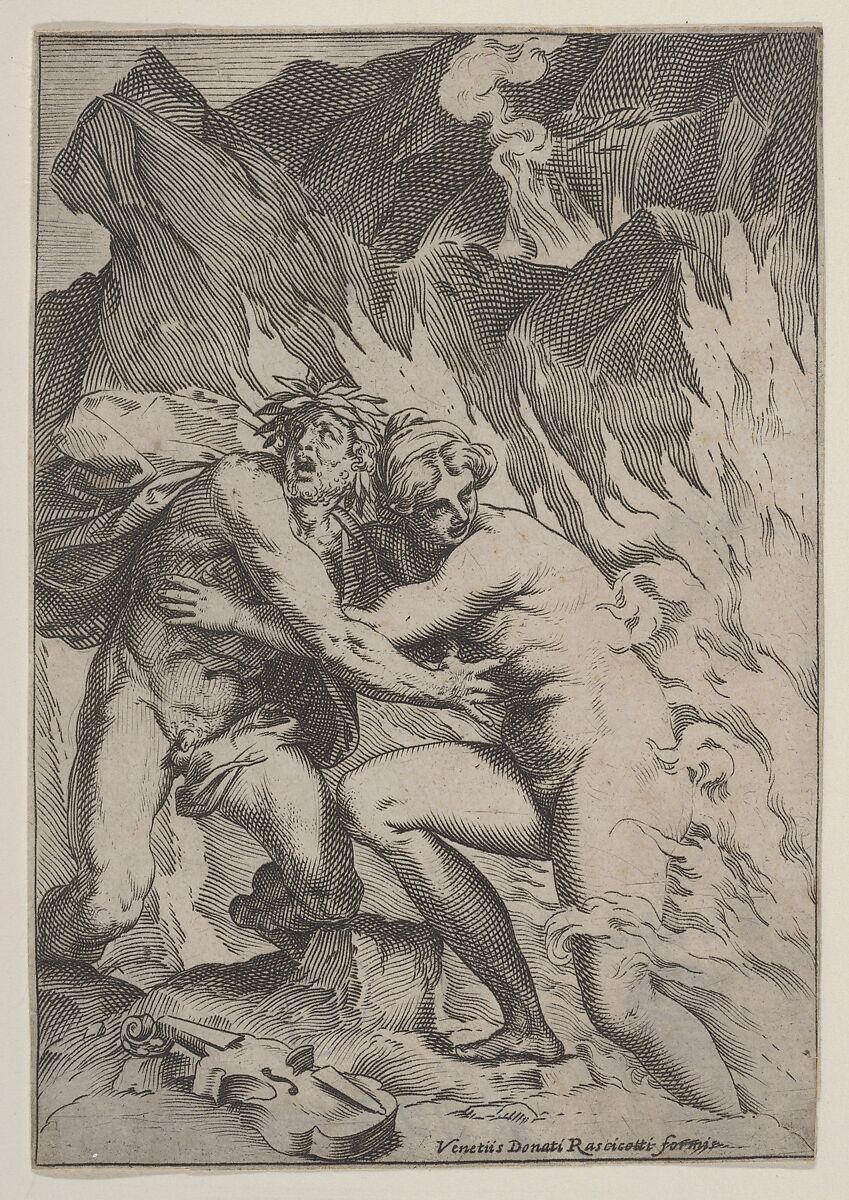 Orpheus and Eurydice, Agostino Carracci (Italian, Bologna 1557–1602 Parma), Engraving, 2nd state 