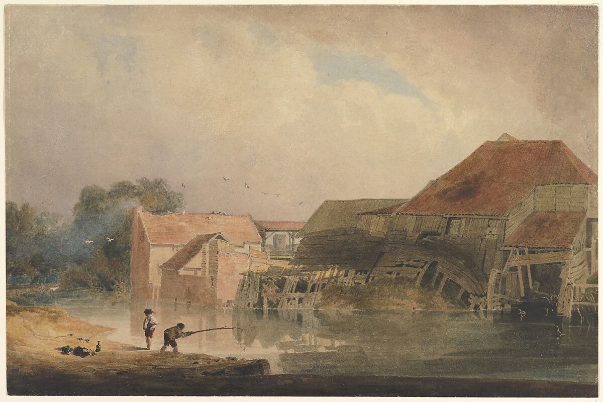 Riverside Scene (Old Mill), Peter De Wint (British, Hanley, Stoke-on-Trent 1784–1849 London), Watercolor 