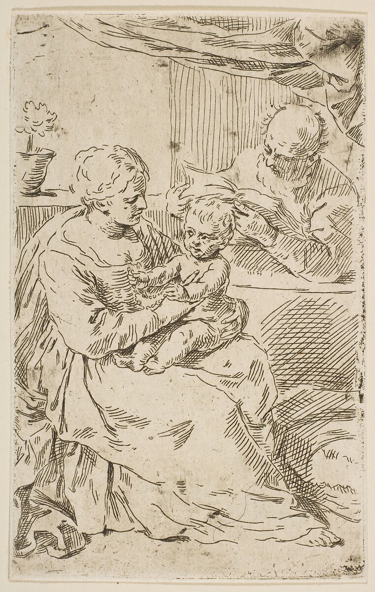 Holy Family with a Rosary, copy after Cantarini, After Simone Cantarini (Italian, Pesaro 1612–1648 Verona), Etching 