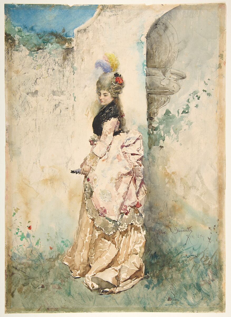 The Rendezvous, Attilio Simonetti (Italian, Rome 1843–1925 Rome), Watercolor 