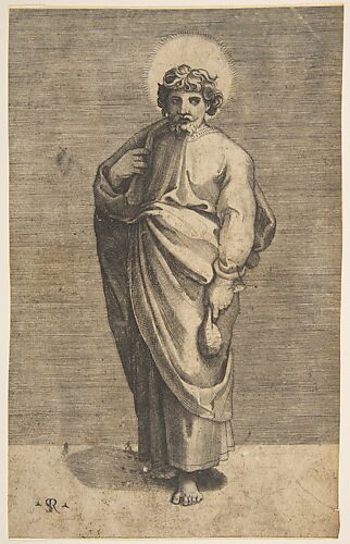 Saint Matthew holding a pouch