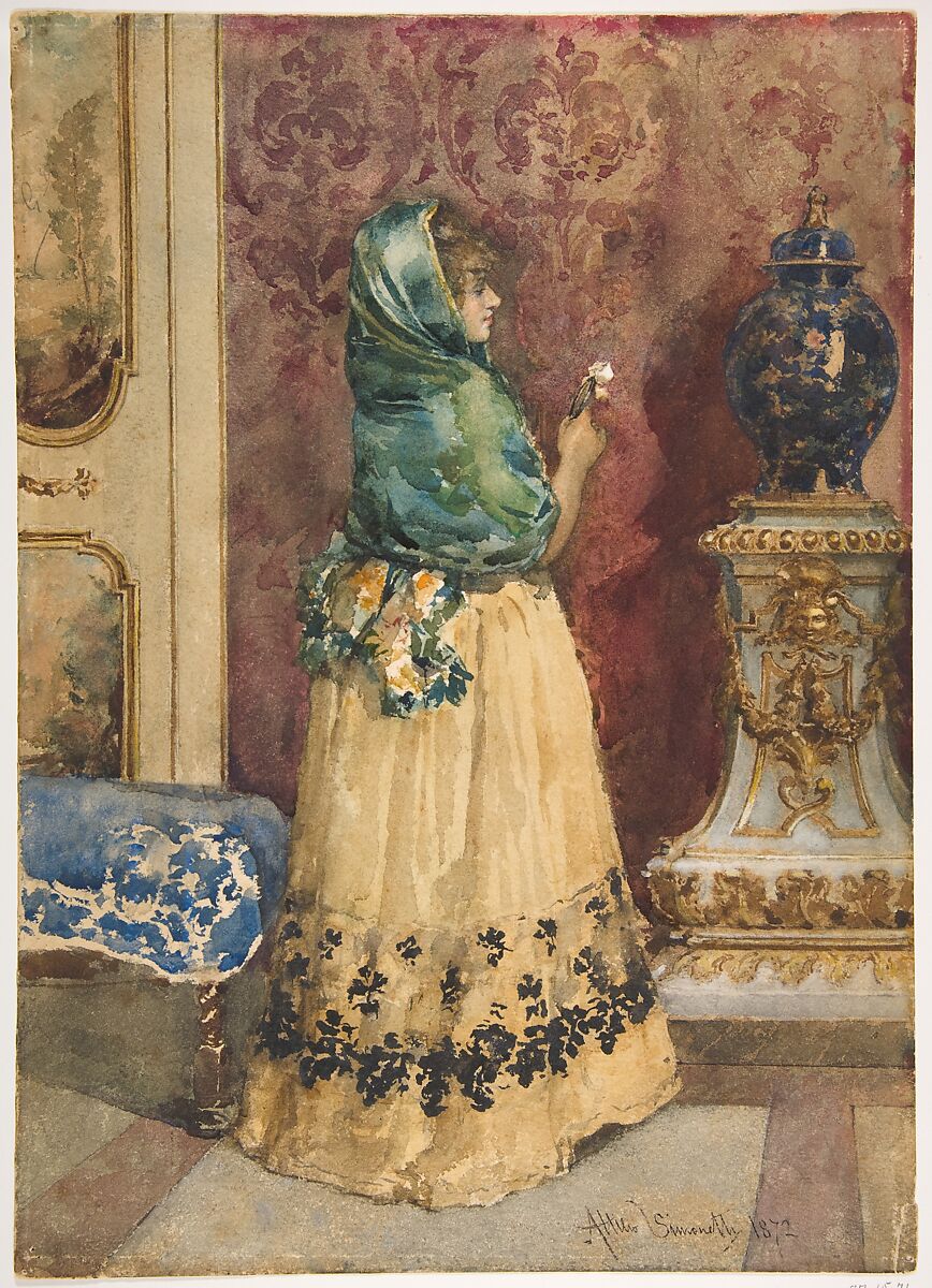 The Miniature, Attilio Simonetti (Italian, Rome 1843–1925 Rome), Watercolor 