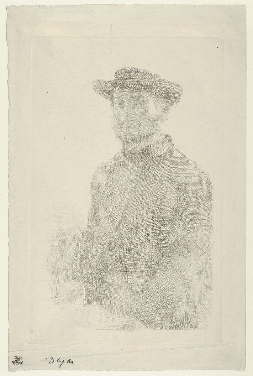 Self-Portrait, Edgar Degas (French, Paris 1834–1917 Paris), Etching on wove paper; first state of four 