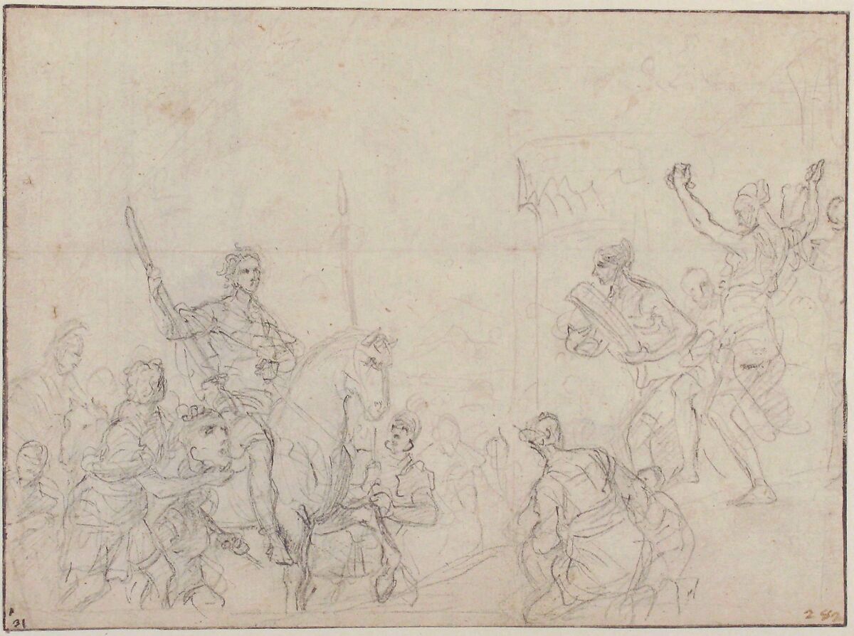 The Triumph of David, Francesco Solimena (Italian, Canale di Serino 1657–1747 Barra), Black chalk