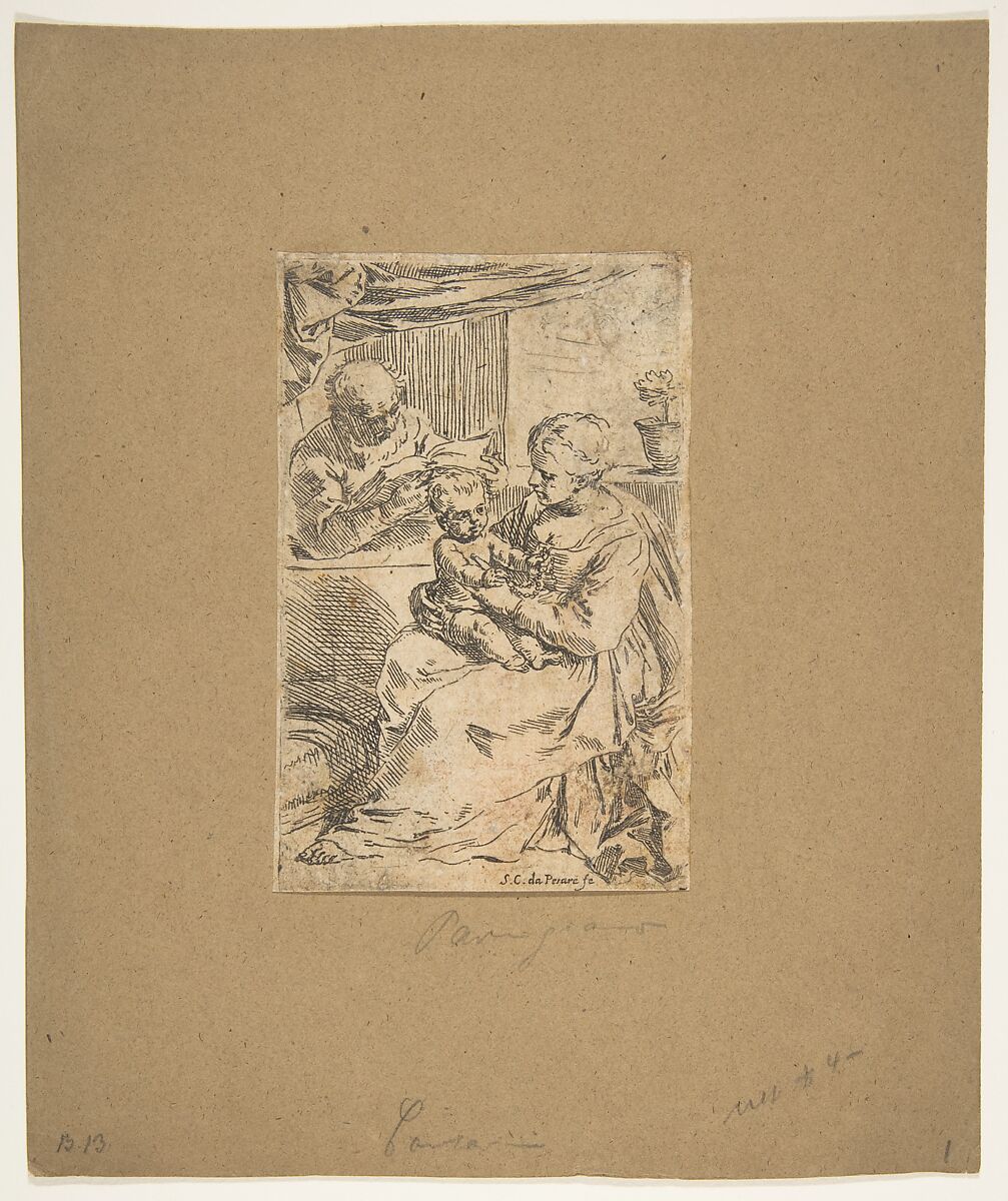 Holy Family with a rosary, Simone Cantarini (Italian, Pesaro 1612–1648 Verona), Etching