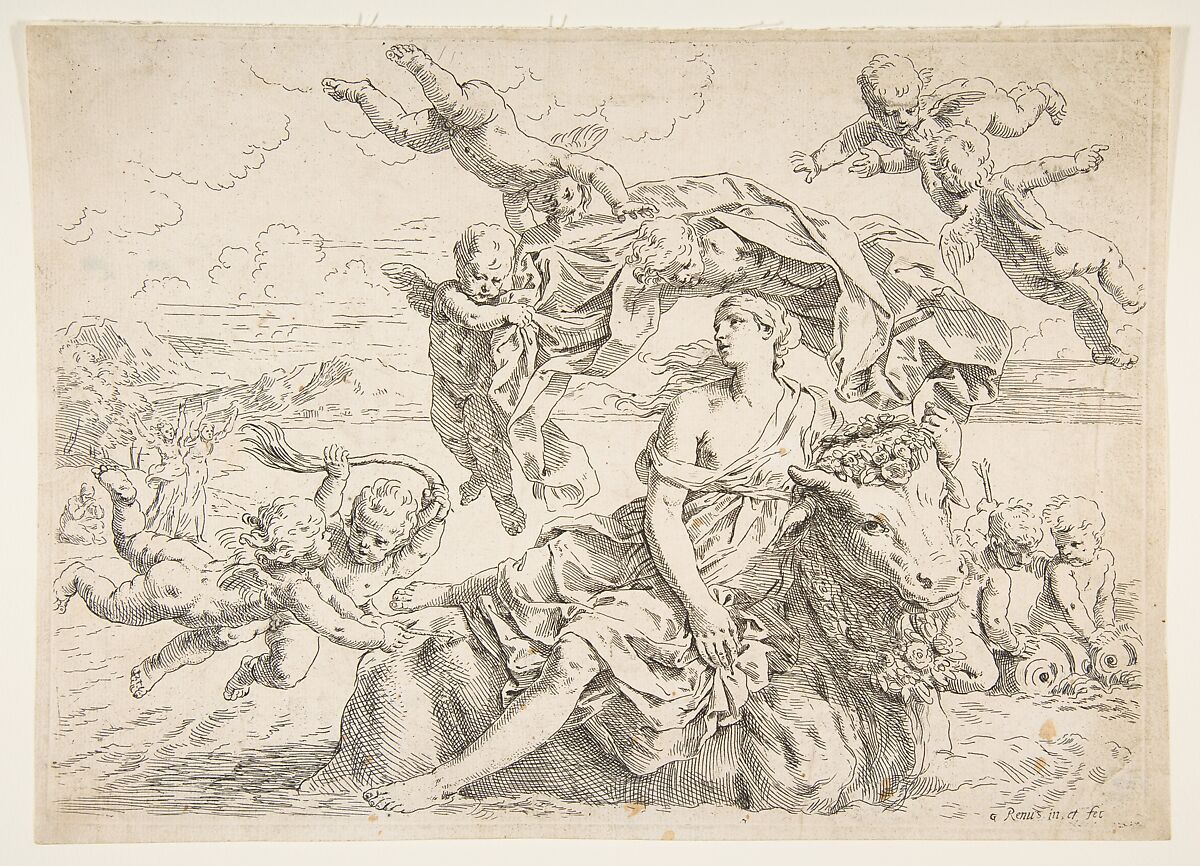 Rape of Europa, Simone Cantarini (Italian, Pesaro 1612–1648 Verona), Etching and Drypoint 