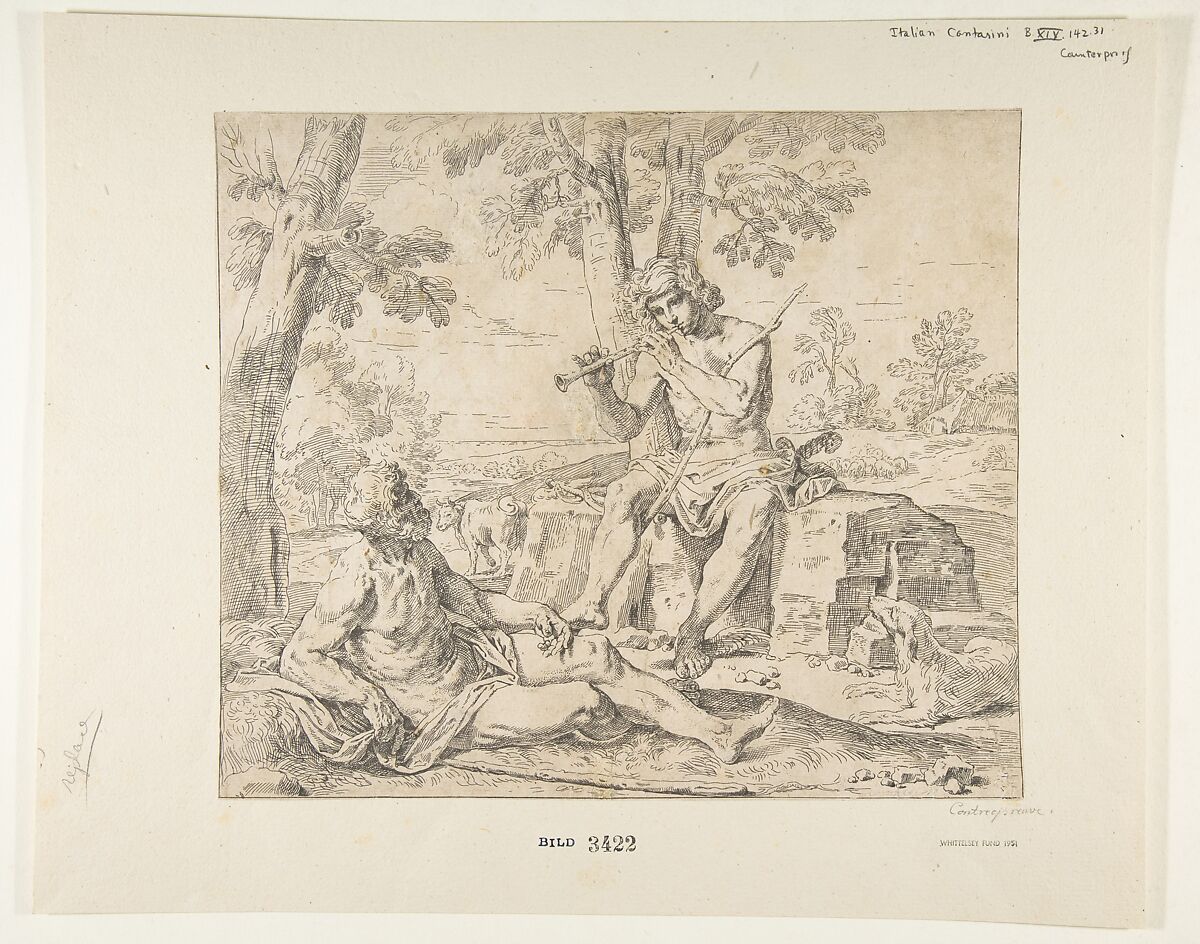 Mercury and Argus, Simone Cantarini (Italian, Pesaro 1612–1648 Verona), Etching 
