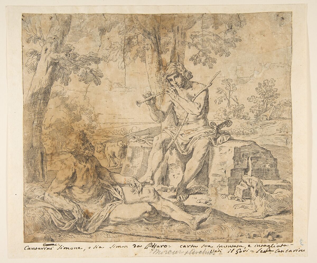 Mercury and Argus, Simone Cantarini (Italian, Pesaro 1612–1648 Verona), Etching 