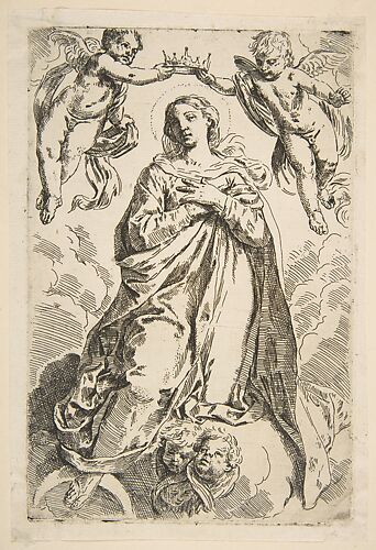 The Virgin being crowned by two angels, copy after Cantarini