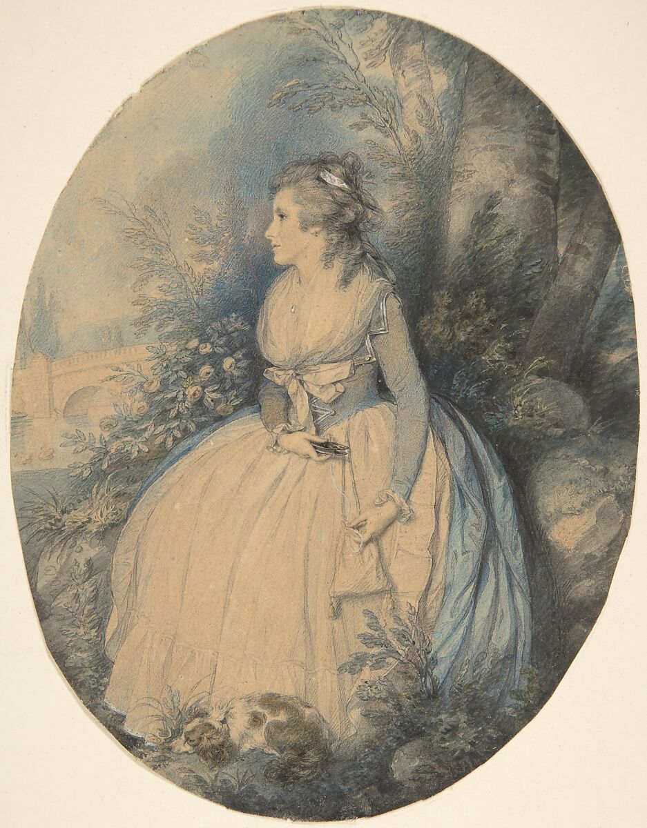 Mrs. Robinson as Perdita, Richard Cosway (British, Oakford, Devon 1742–1821 London), Graphite, blue chalk, and watercolor, with touches of  gouache (bodycolor) 