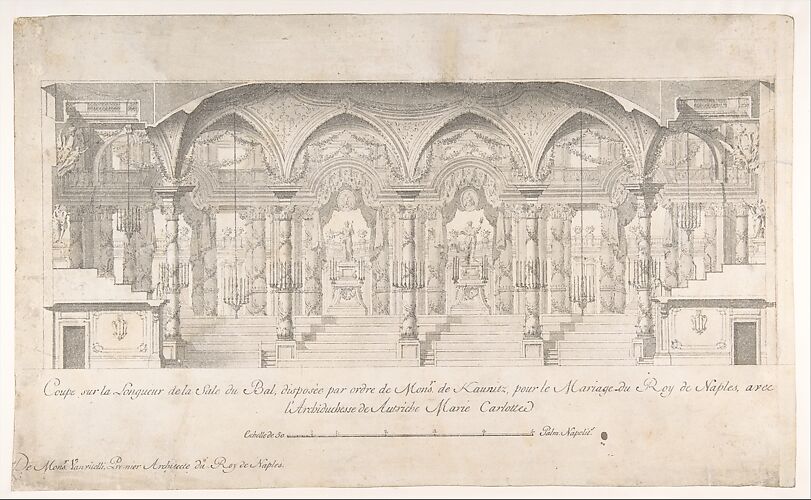 Longitudinal Section of a Ballroom Decorated for the Marriage of the King of Naples to the Archduchess of Austria