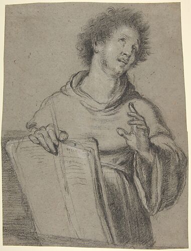 Half-Length Study of a Monk Holding a Book and a Long Implement