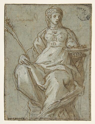 Allegorical Female Figure Holding a Branch and a Dish