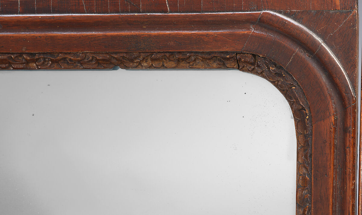 Dressing Glass and Box, Walnut, walnut veneer, white pine; mirror glass; brass, American