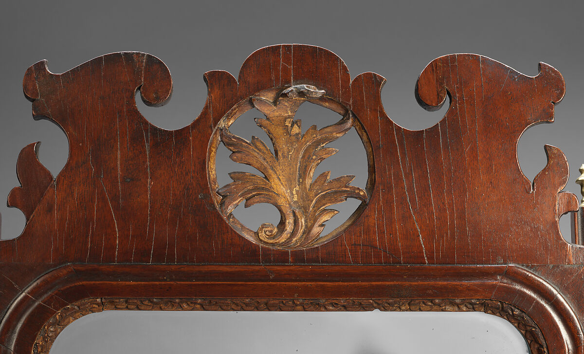 Dressing Glass and Box, Walnut, walnut veneer, white pine; mirror glass; brass, American