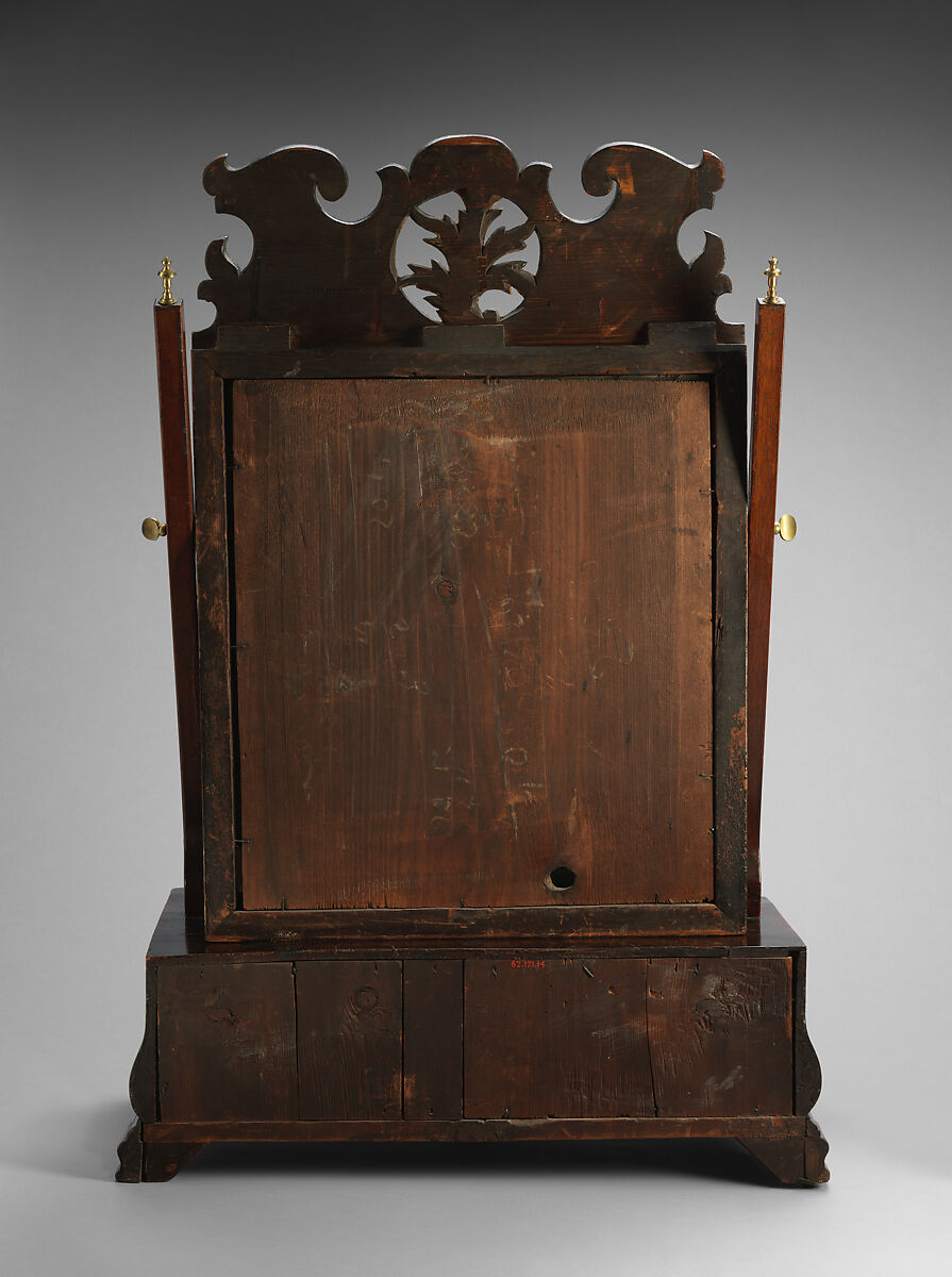 Dressing Glass and Box, Walnut, walnut veneer, white pine; mirror glass; brass, American