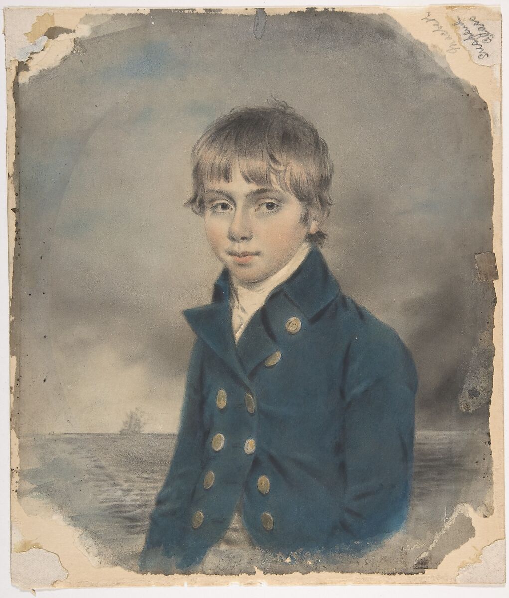 Memento Portrait of a Young Midshipman, John Downman (British, Eynesbury, Huntingdonshire 1749–1824 Wrexham, Wales), Watercolor, colored chalk, and graphite 