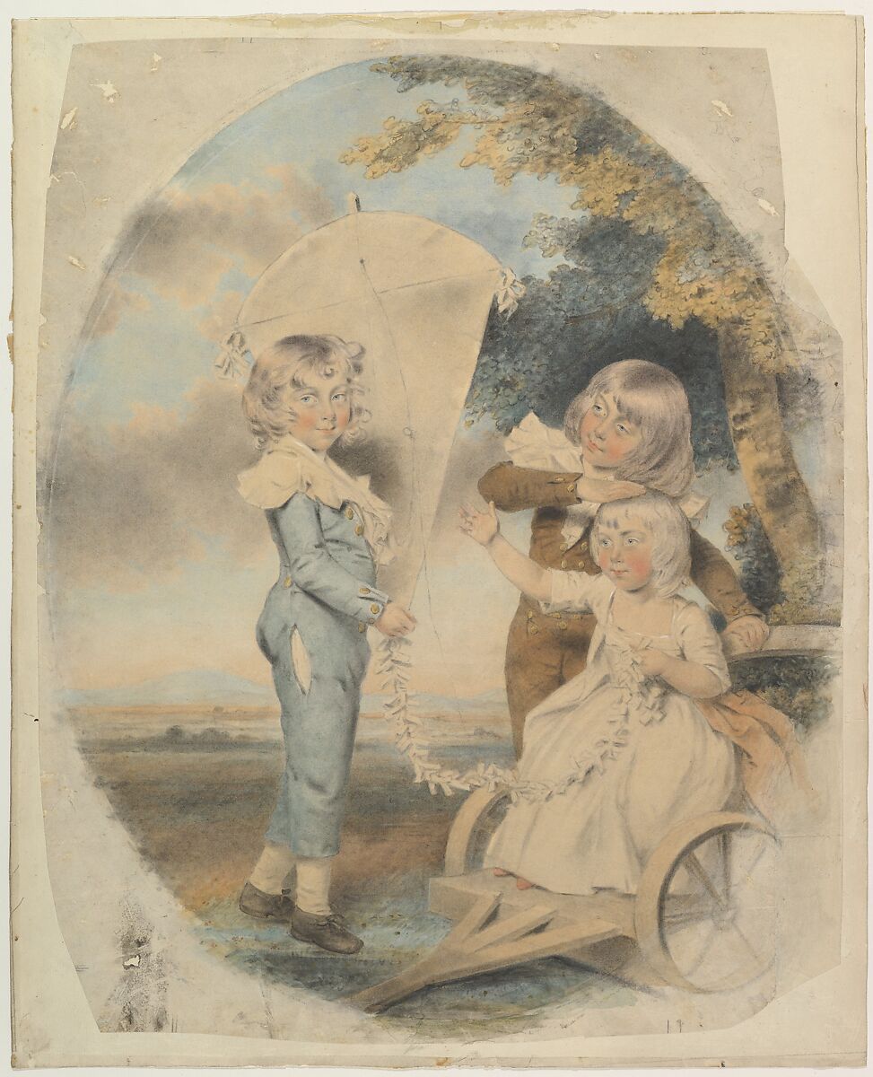 The Dyson Children, John Downman (British, Eynesbury, Huntingdonshire 1749–1824 Wrexham, Wales), Chalk, graphite and watercolor 