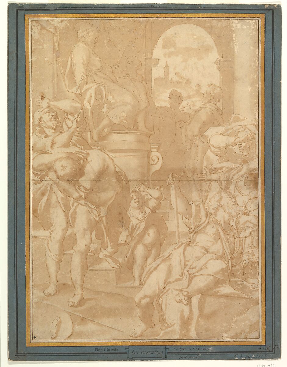 The Plague of Flies (Exodus 8:21), Workshop of Federico Zuccaro (Zuccari) (Italian, Sant&#39;Angelo in Vado 1540/42–1609 Ancona), Pen and brown ink, brush and brown wash, over traces of graphite 