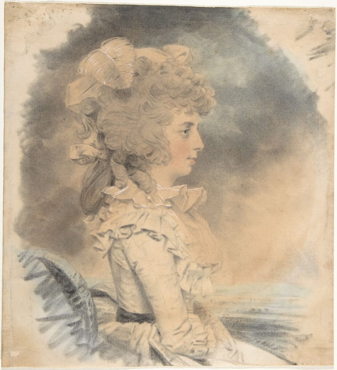 Mrs. Palmer, John Downman (British, Eynesbury, Huntingdonshire 1749–1824 Wrexham, Wales), Watercolor, colored chalk over graphite 