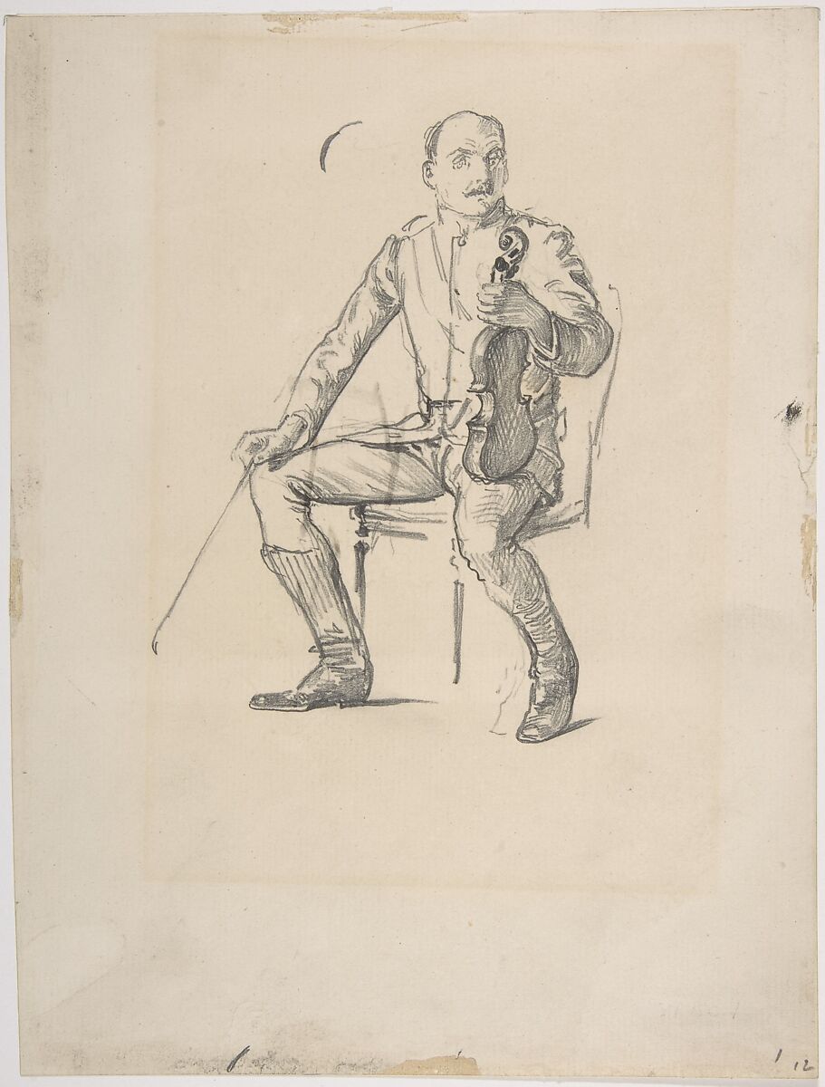 Violinist: study from life, George Du Maurier (British, Paris 1834–1896 London), Graphite 