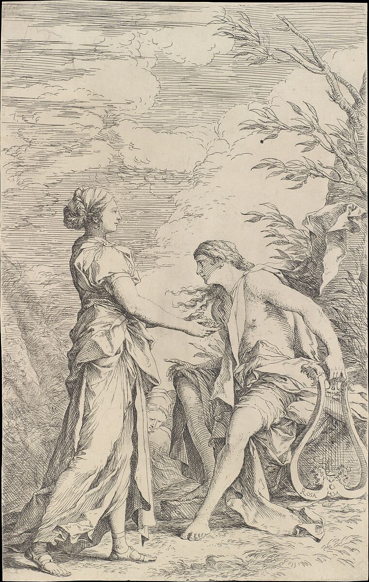 Apollo and the Cumaean Sibyl, Salvator Rosa (Italian, Arenella (Naples) 1615–1673 Rome), Etching and drypoint 