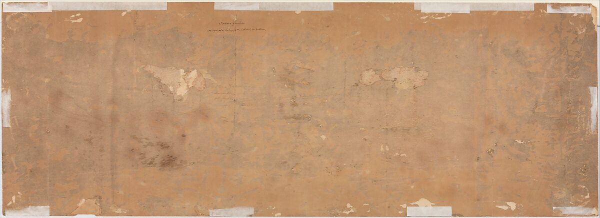 Paradise, Federico Zuccaro (Zuccari) (Italian, Sant'Angelo in Vado 1540/42–1609 Ancona), Pen and brown ink, brush and brown wash, watercolor, gouache, highlighted with white gouache, left and central sections squared in red chalk, on three sheets of brown paper, joined vertically.  A piece of brown paper with figures of Christ, the Virgin, and St. John the Baptist, measuring 14.0 x 24.0 cm., has been affixed at the center of the drawing.