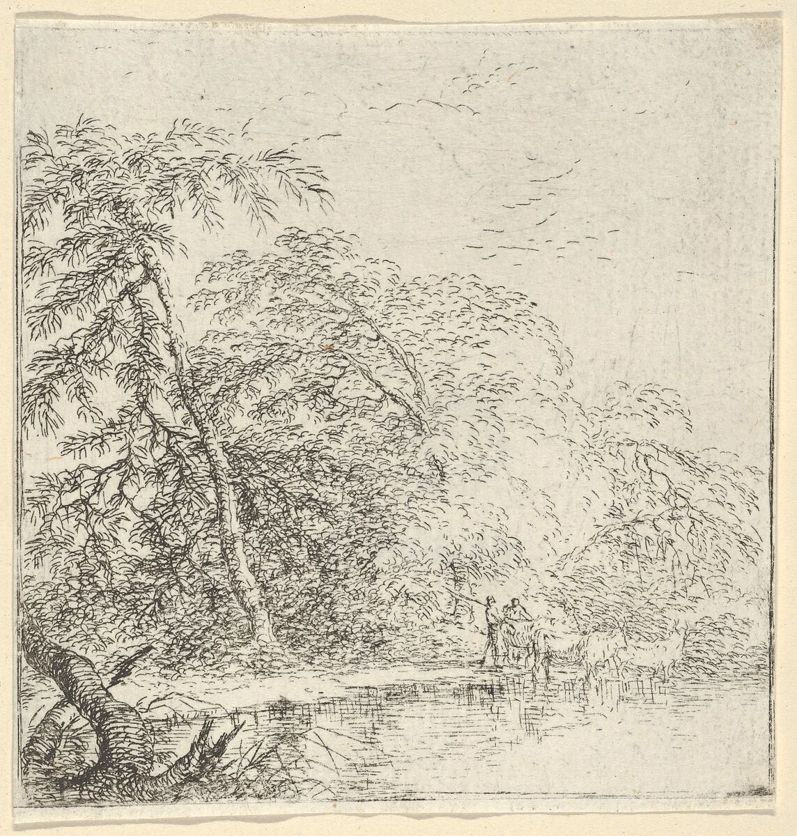 Landscape with a herdsmen, Salvator Rosa (Italian, Arenella (Naples) 1615–1673 Rome), Etching and drypoint 