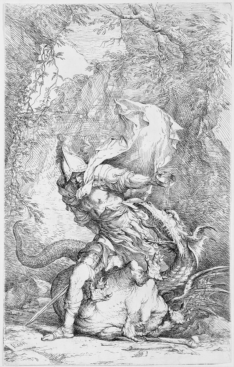 Jason and the Dragon, Salvator Rosa (Italian, Arenella (Naples) 1615–1673 Rome), Etching and drypoint 