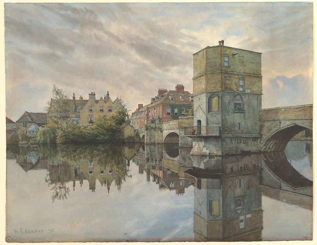 St. Ives Bridge, St. Ives, Huntingdonshire, William Fraser Garden (British, Gillingham, Kent 1856–1921 Huntingdon), Watercolor, pen and gray ink, touches of gouache (bodycolor), over graphite 