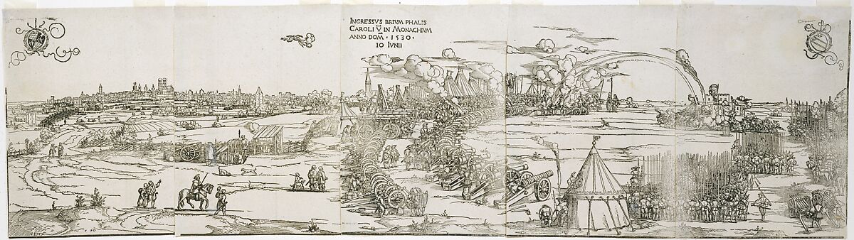 Entry of Charles V into Munich, June 10, 1530, Sebald Beham (German, Nuremberg 1500–1550 Frankfurt), Woodcut 