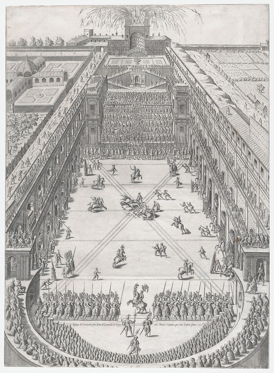 Marriage of Annibale Altemps and Ortensia Borromeo, Rome, March 5, 1565, from "Speculum Romanae Magnificentiae", Etienne DuPérac  French, Engraving