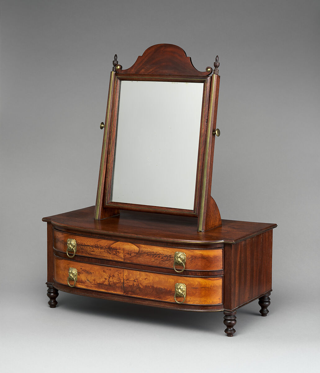 Dressing glass, Attributed to Thomas Seymour (1771–1848), Mahogany, mahogany and birch veneers, and glass with white pine, American 