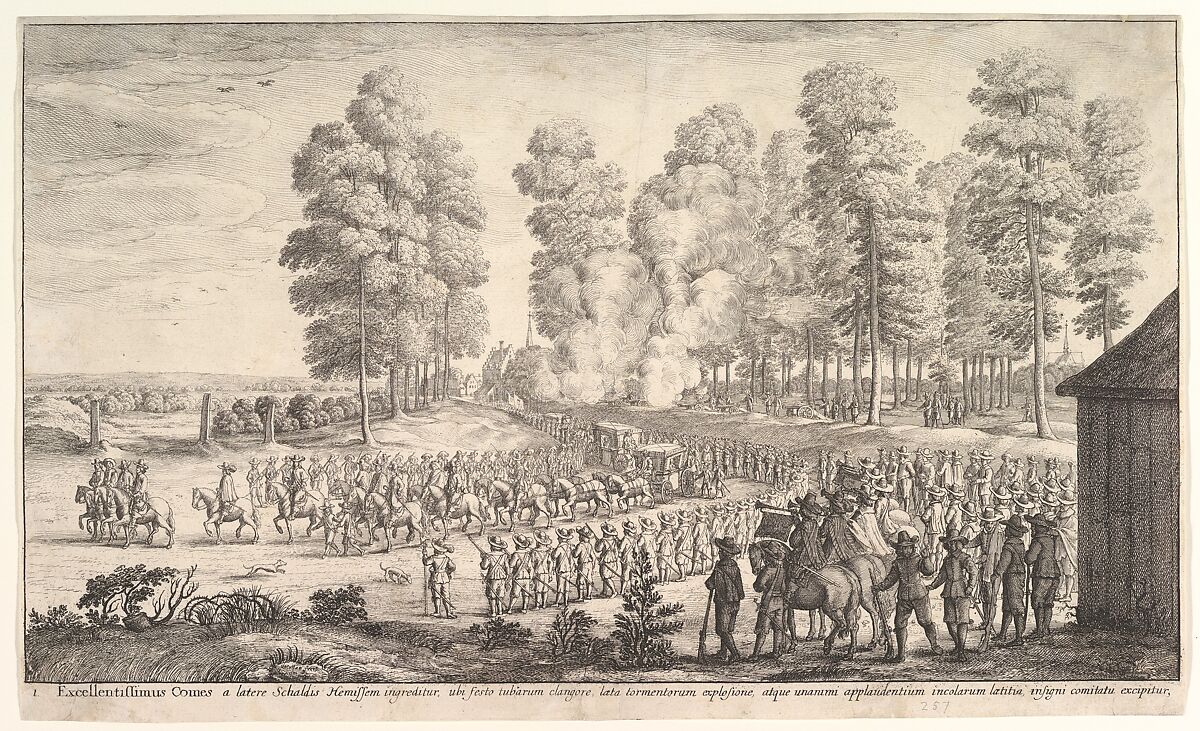 Entry of the Count of Thurn and Taxis into Hemissen, Wenceslaus Hollar (Bohemian, Prague 1607–1677 London), Etching; only state 