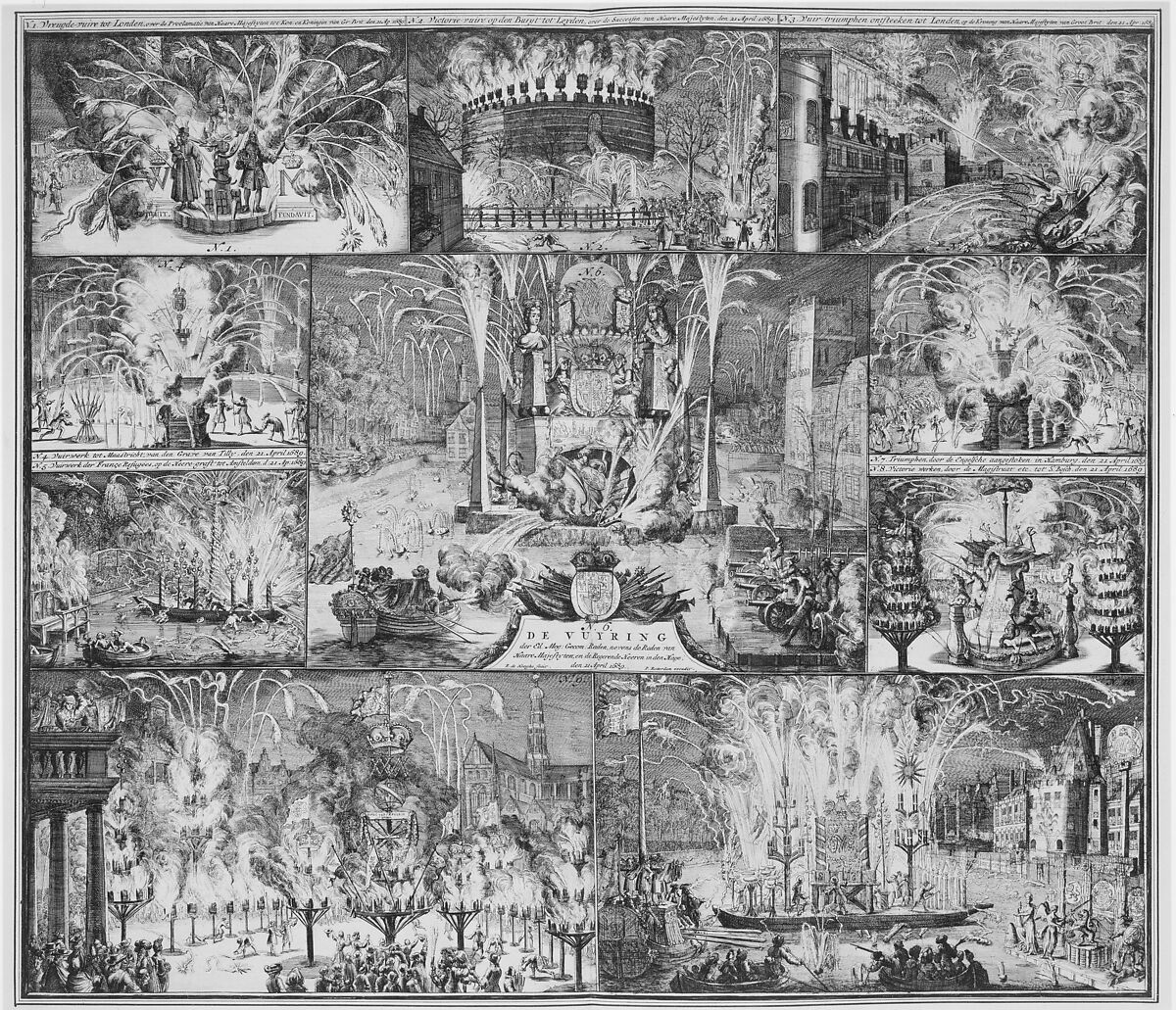 Accession of William and Mary to the Throne of England, April 21, 1689: Celebrations in London, Hamburg, and the Northern Netherlands, Romeyn de Hooghe (Dutch, Amsterdam 1645–1708 Haarlem), Illustrations: etching and engraving 