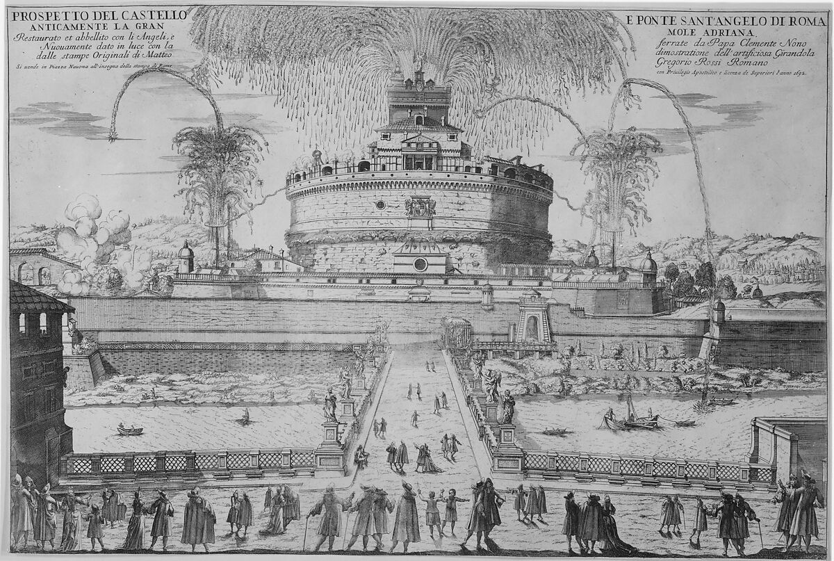 The Girandola at the Castel Sant'Angelo, Rome, 1692, After Giovanni Battista Falda (Italian, Valduggia 1643–1678 Rome), Etching