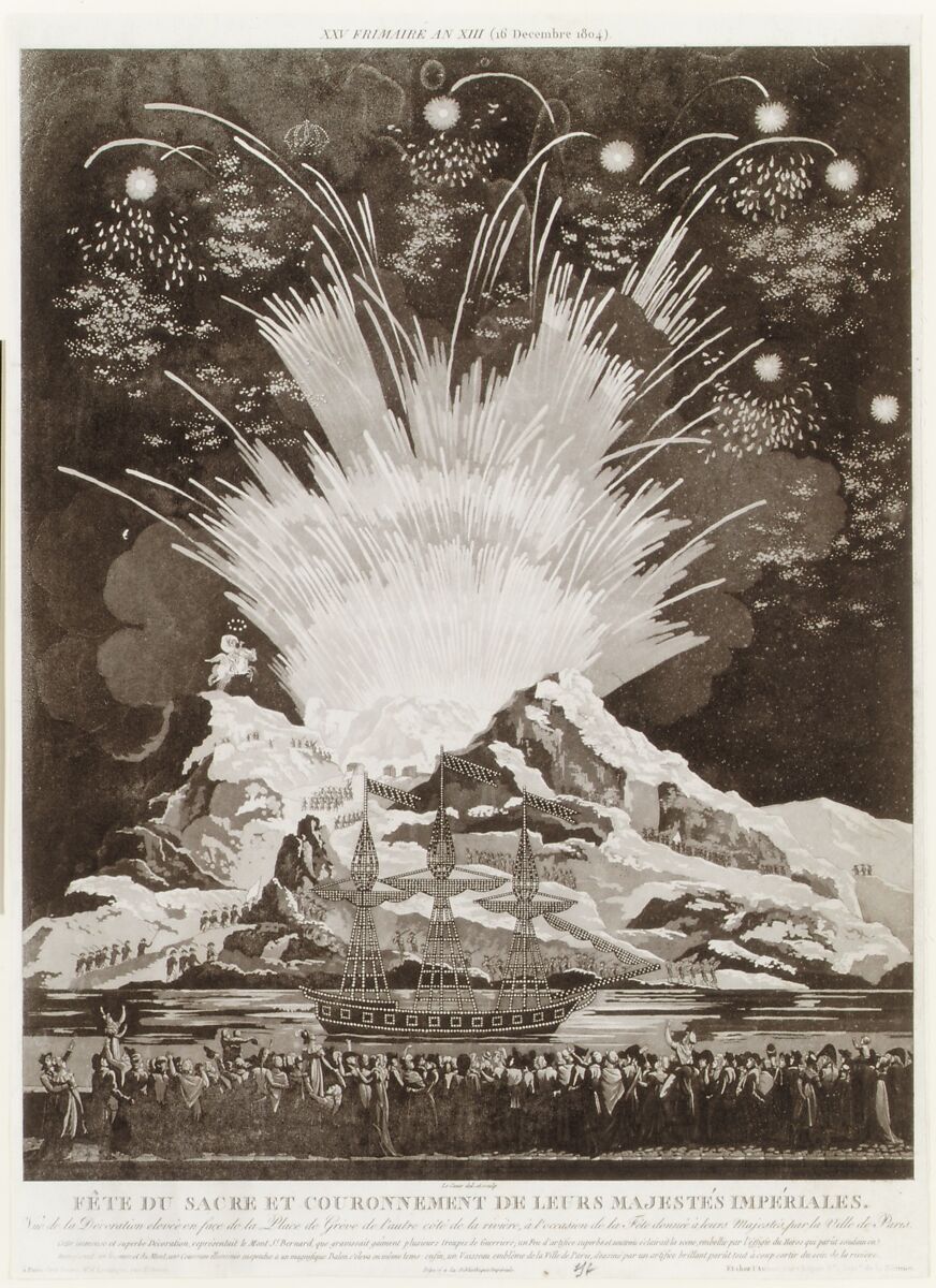 Coronation of Napoleon, Paris, December 16, 1804, Louis Le Coeur (French, 1784–1825), Etching and aquatint 