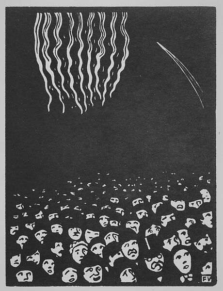 The World's Fair VI: Fireworks, Félix Vallotton (Swiss, Lausanne 1865–1925 Paris), Woodcut on tinted Japan paper