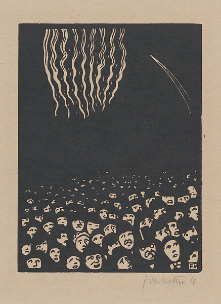 The World's Fair VI: Fireworks, Félix Vallotton  Swiss, Woodcut on tinted Japan paper