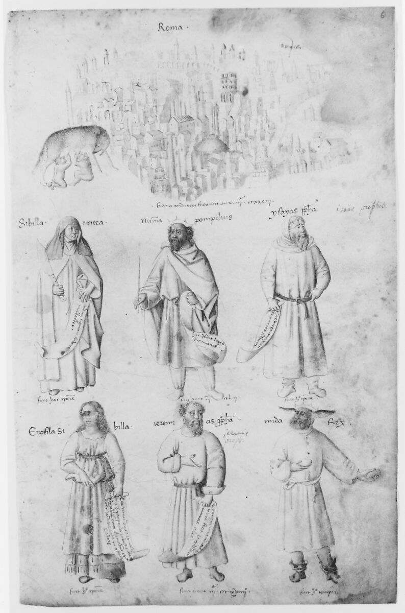 Famous Men and Women from Classical and Biblical Antiquity, Attributed to Barthelemy d'Eyck (Netherlandish, flourished 1444–1469), Pen and brown ink, brush and watercolor of various hues