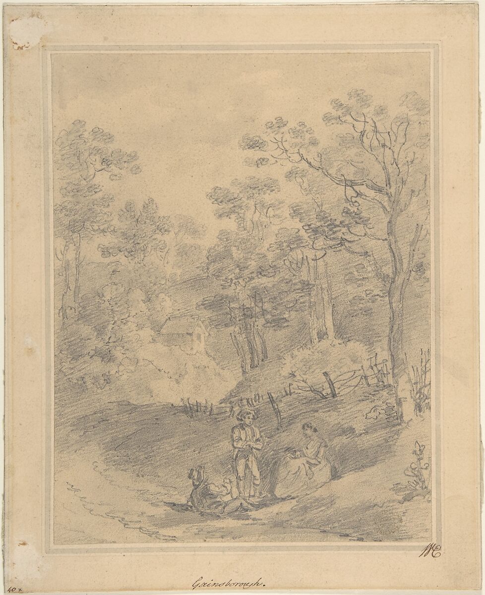 Landscape with Figures, Possibly by George Frost (British, Barrow 1745–1821 Ipswich), Graphite, brush and gray wash 