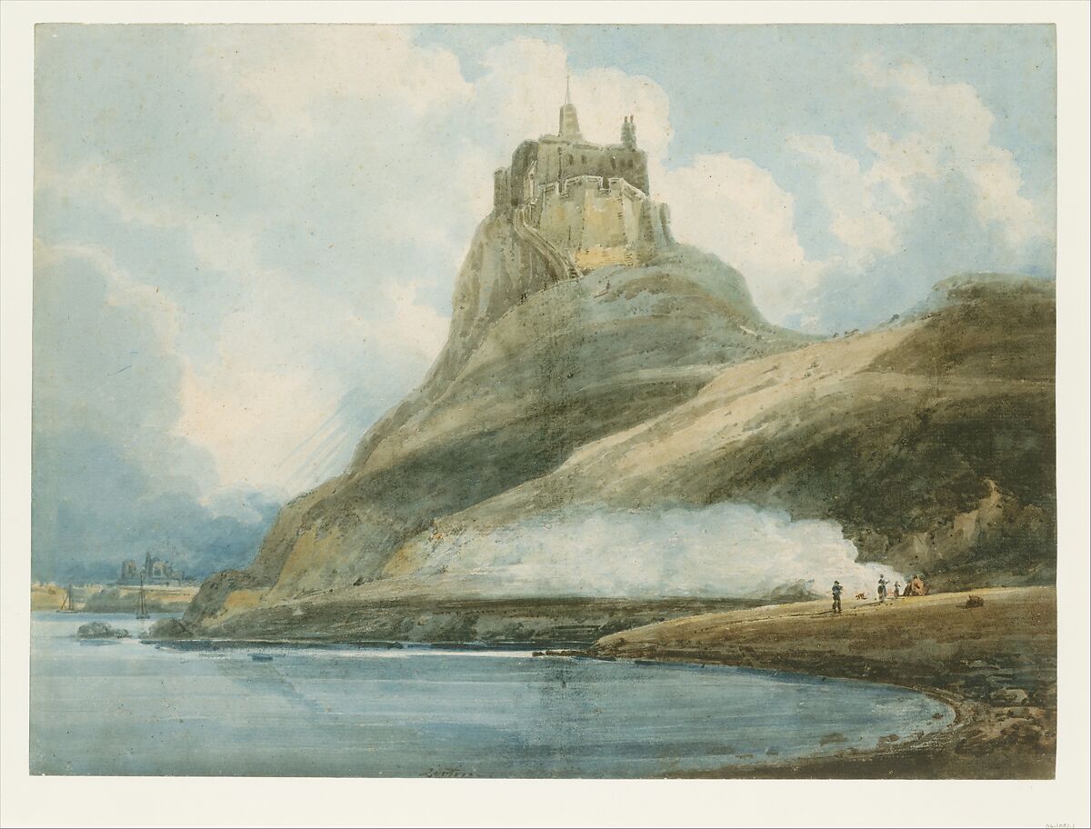 Lindisfarne Castle, Holy Island, Northumberland, Thomas Girtin (British, London 1775–1802 London), Watercolor and bodycolor (gouache)