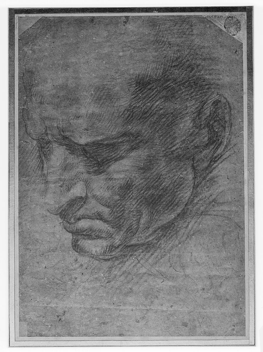Head of a Man, Anonymous, Italian, Roman, 16th century, Black chalk