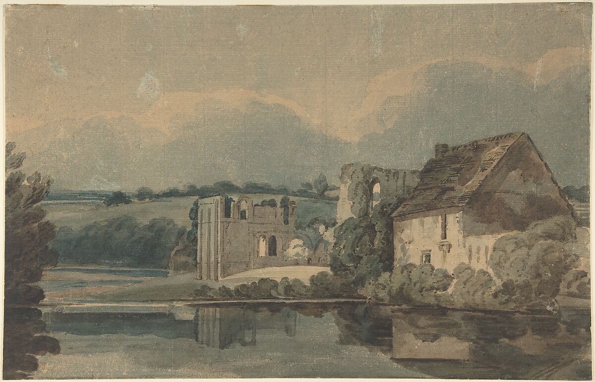 Easby Abbey, After Thomas Girtin (British, London 1775–1802 London), Watercolor on off-white artist's board 