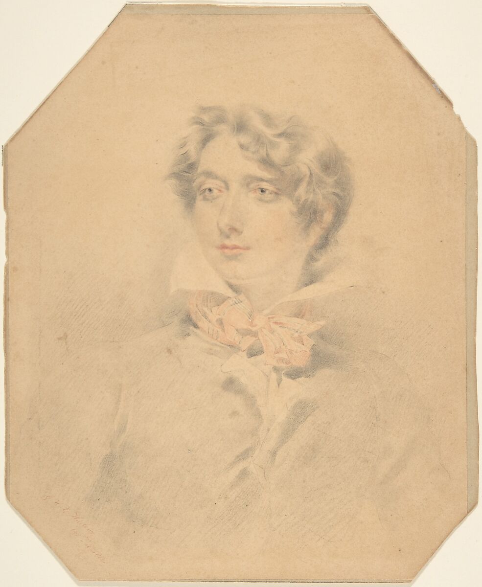 Portrait Head, George Henry Harlow (British, London 1787–1819 London), Graphite and red chalk 