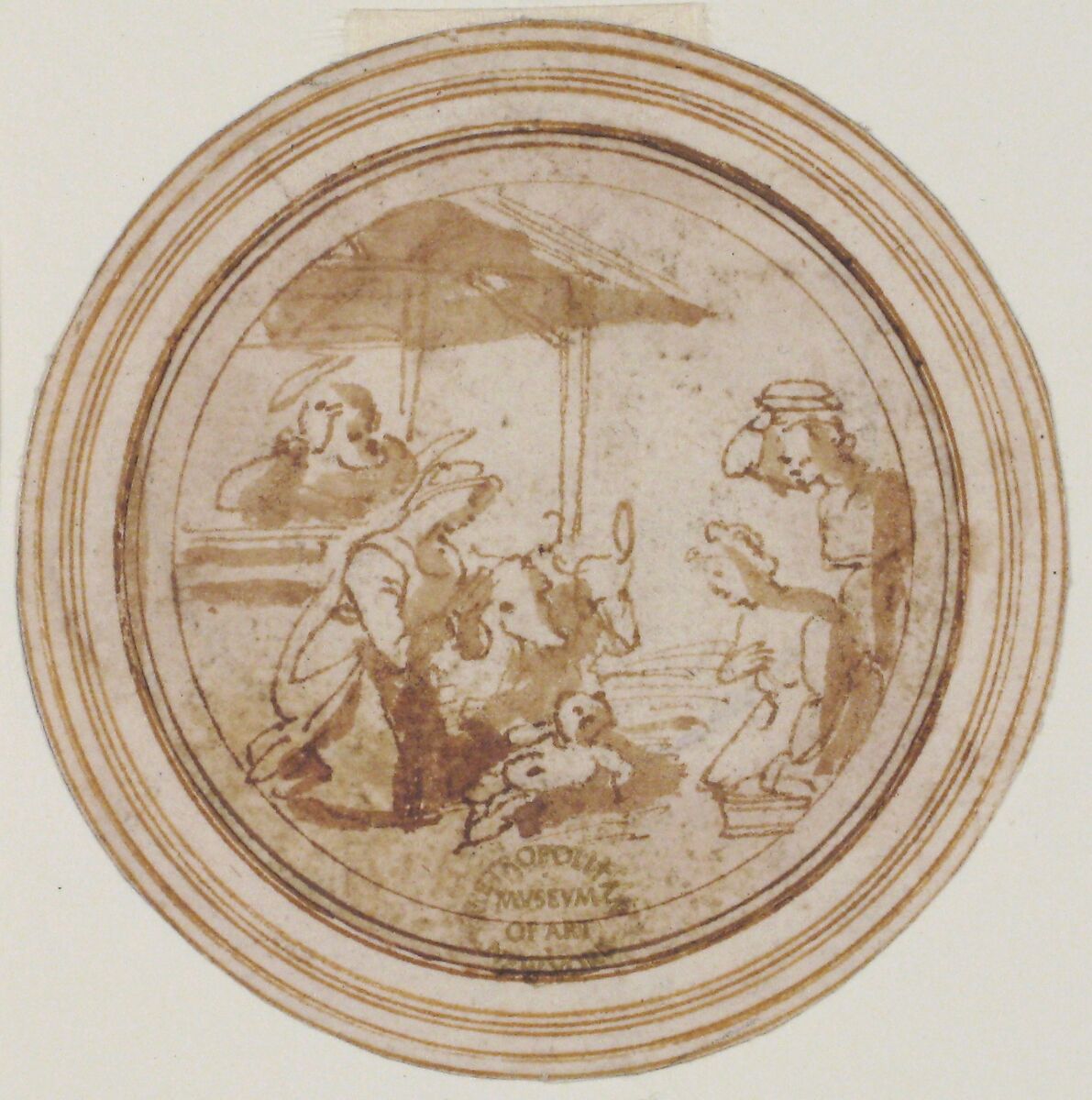 Adoration of the Shepherds, Anonymous, Italian, 16th century (Italian, active Central Italy, ca. 1550–1580), Pen and brown ink, brush and brown wash
