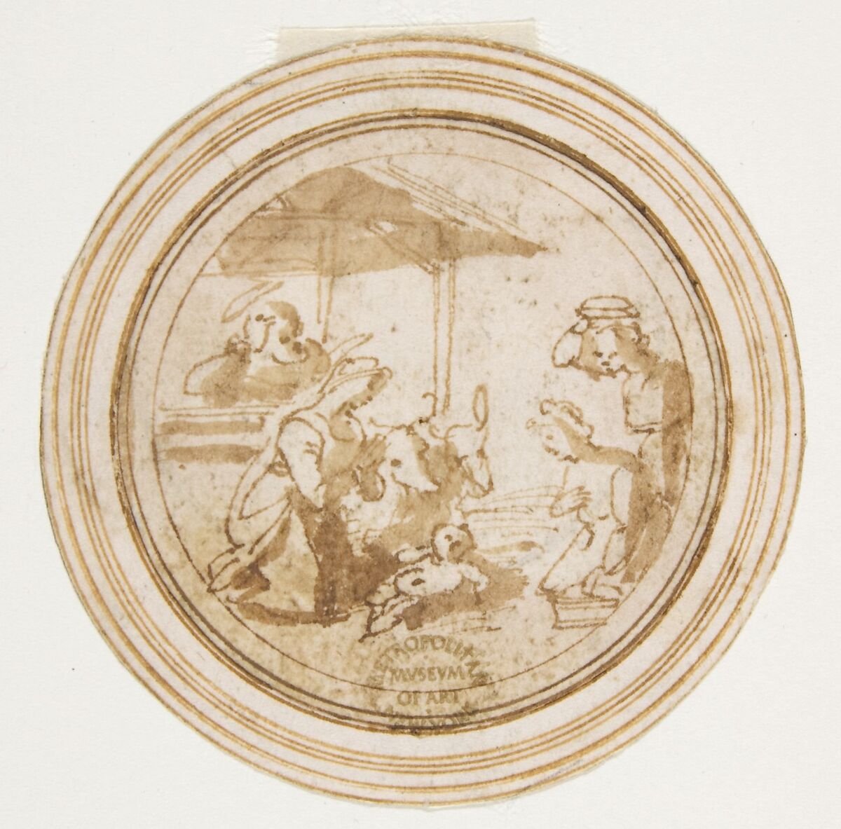 Adoration of the Shepherds, Anonymous, Italian, 16th century (Italian, active Central Italy, ca. 1550–1580), Pen and brown ink, brush and brown wash 