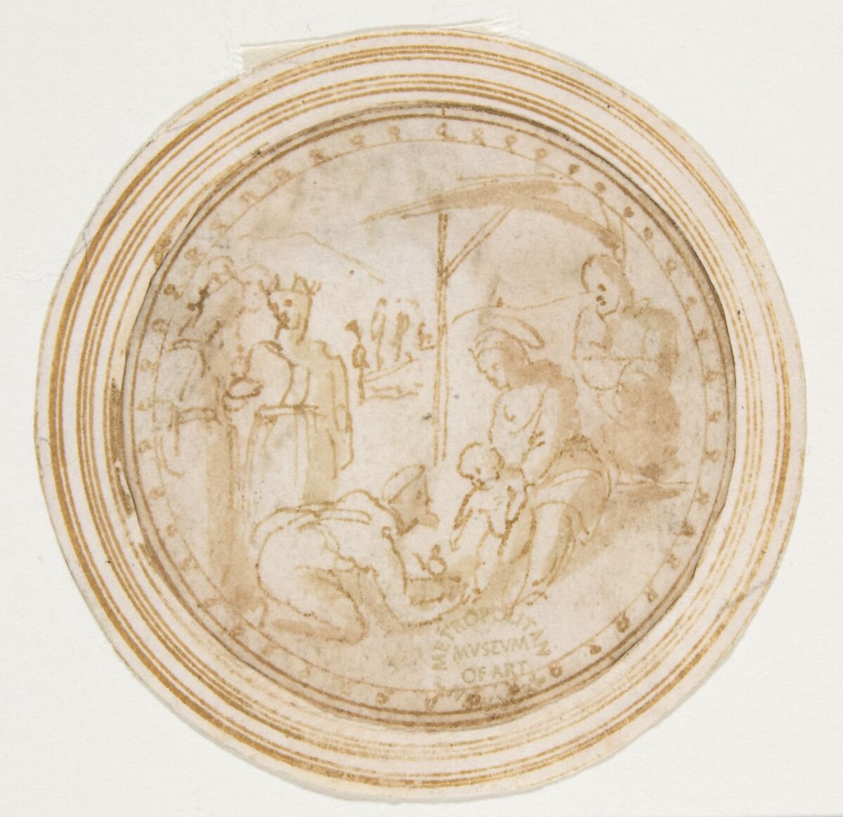 Adoration of the Magi, Anonymous, Italian, 16th century (Italian, active Central Italy, ca. 1550–1580), Pen and brown ink, brush and brown wash 