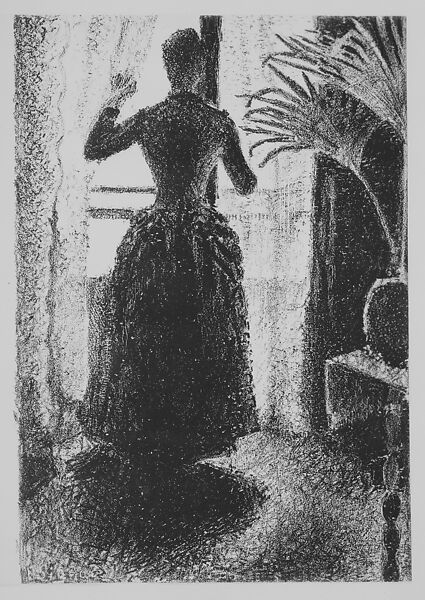 Woman at the Window: Initial Conception for the painting, "Sunday", Paul Signac (French, Paris 1863–1935 Paris), Lithograph